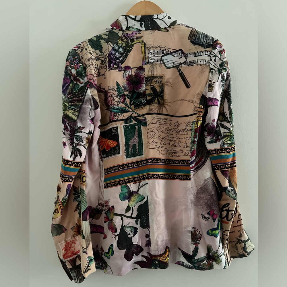 ETRO Milano Floral Butterfly Pink Blazer Sz 40/4 - Picture 3 of 4